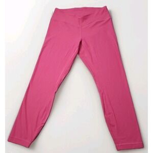 Lululemon Leggings Women's 10 Pink Ribbed Athletic Yoga Running Workout Gym